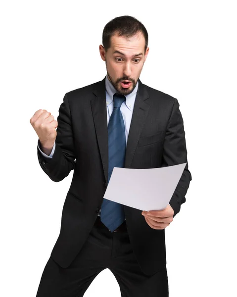 Businessman holding document — Stock Photo, Image