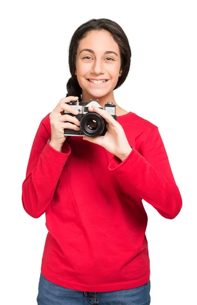 Sonriente joven fotógrafo — Foto de Stock