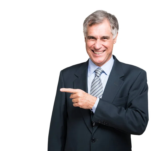 Businessman pointing his finger to side — Stock Photo, Image