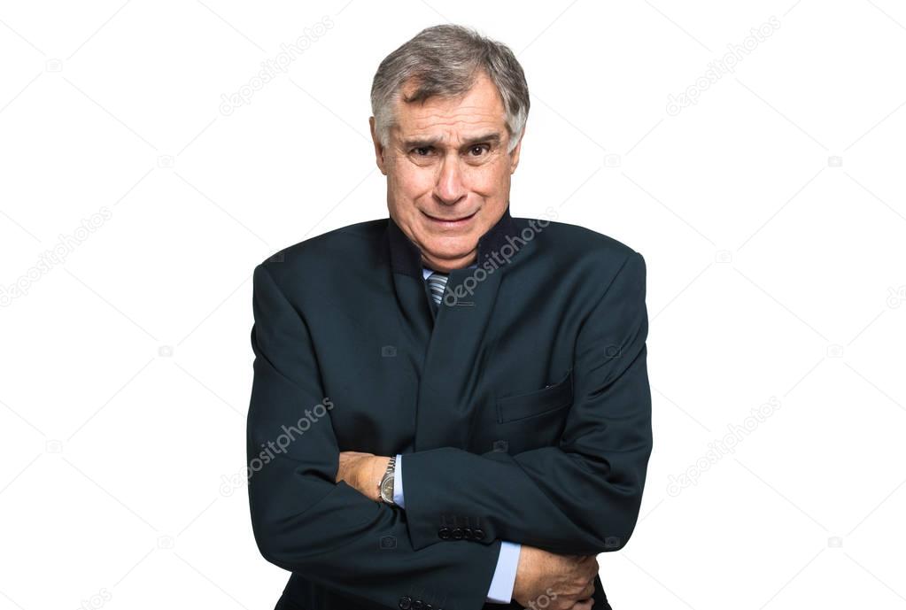 Senior businessman suffering cold