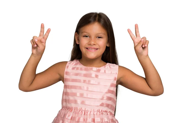Κορίτσι νίκη χειρονομία — Φωτογραφία Αρχείου