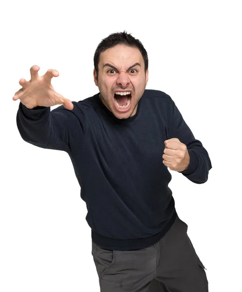 Angry man attacking someone — Stock Photo, Image