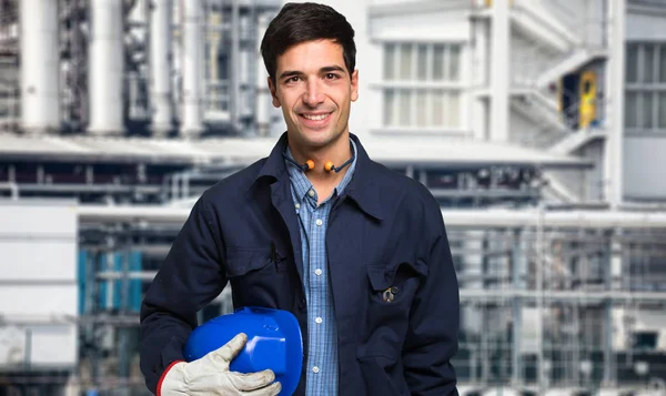 Smiling engineer in construction site — Stock Photo, Image