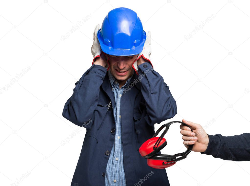 Worker having ears pain