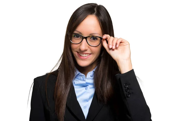 Vacker affärskvinna leende i office — Stockfoto