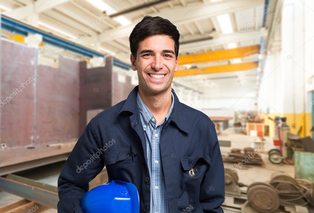 Smiling mechanical worker