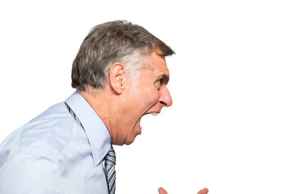 Retrato de hombre de negocios enojado. Aislado sobre blanco — Foto de Stock