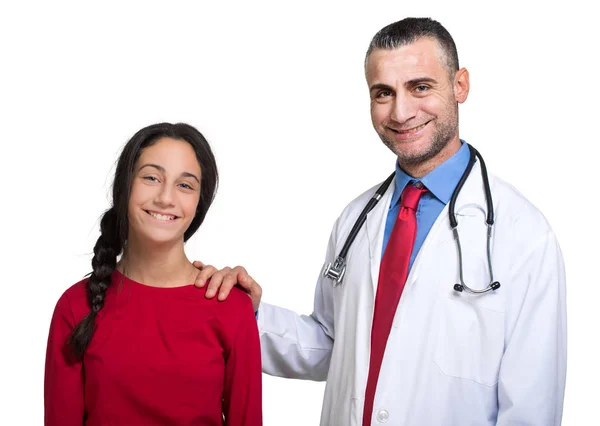 Médecin avec jeune adolescent patient — Photo