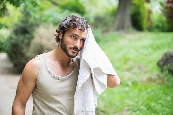 Man sweating after session of training — Stock Photo, Image