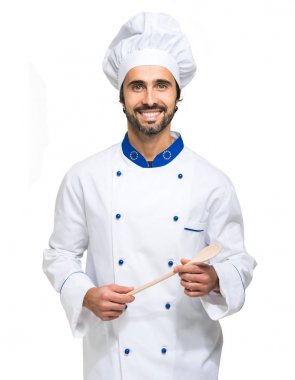Usta şef kaşıkla ayakta 