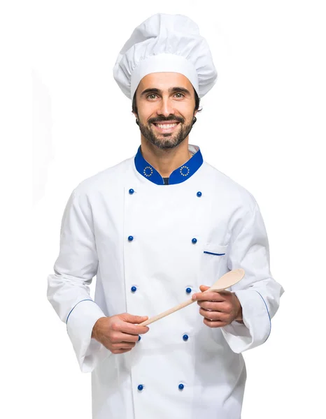 Шеф-повар, стоящий с ложкой — стоковое фото