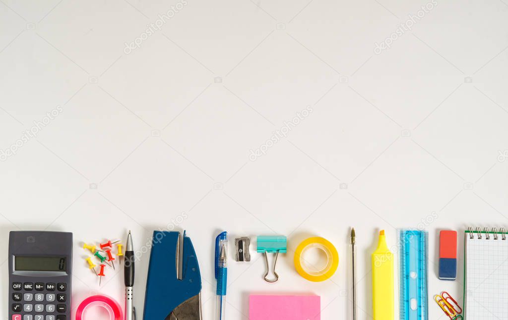 Stationery on a wooden white table