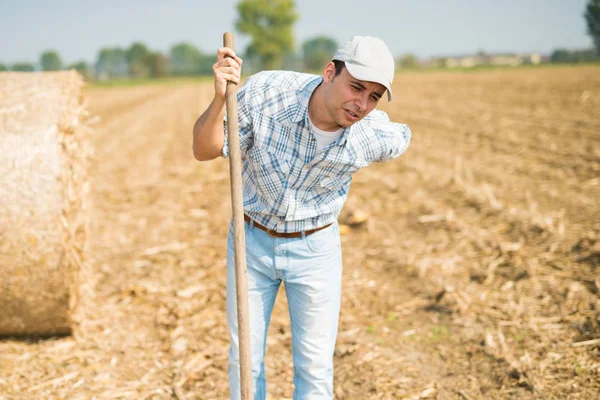 A hátfájástól szenvedő farmer — Stock Fotó