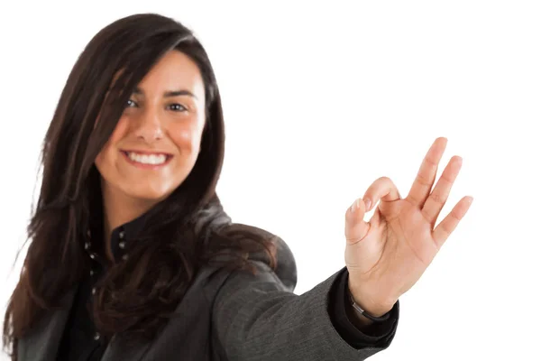 Woman making OK sign — Stock Photo, Image