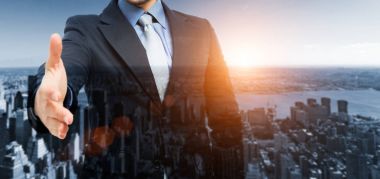 İş karşılıklı önünde bir şehir