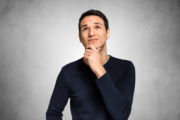 Man thinking on grey — Stock Photo, Image