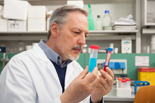 Researcher holding liquid samples — Stock Photo, Image