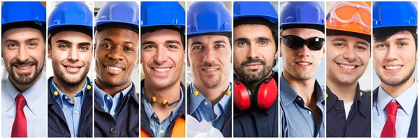 Collage de muchos trabajadores — Foto de Stock