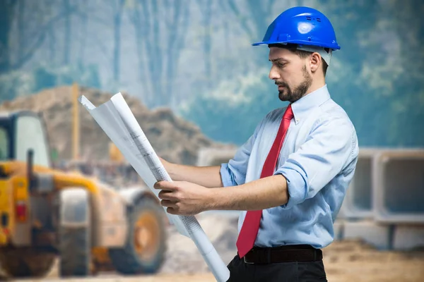 Gerente de local em canteiro de obras — Fotografia de Stock