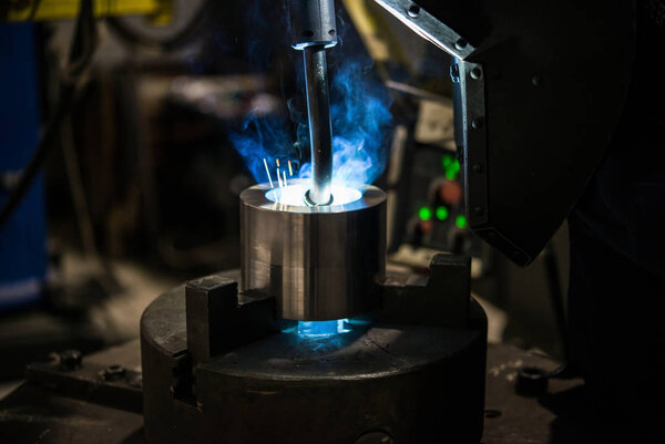 Welder working with Welding Iron