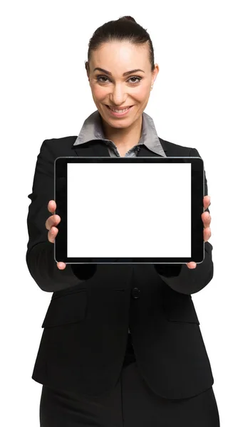 Woman holding tablet computer — Stock Photo, Image