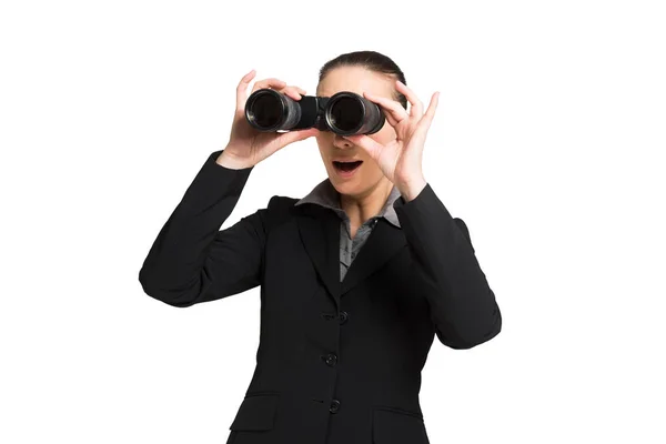 Empresaria que usa prismáticos — Foto de Stock