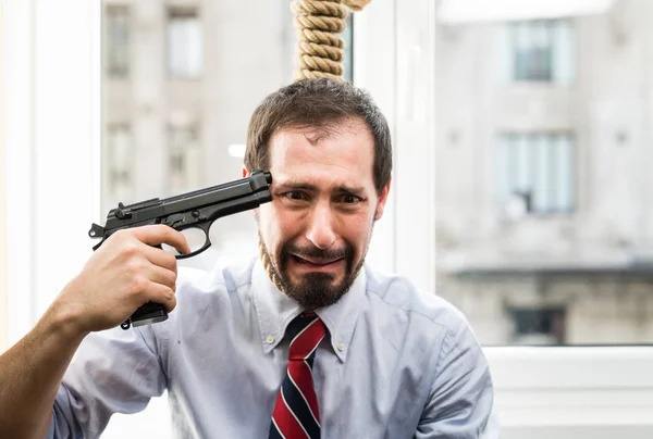 Verzweifelter Geschäftsmann macht Selbstmord — Stockfoto