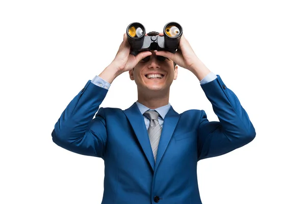 Empresário assistindo através de binóculos — Fotografia de Stock