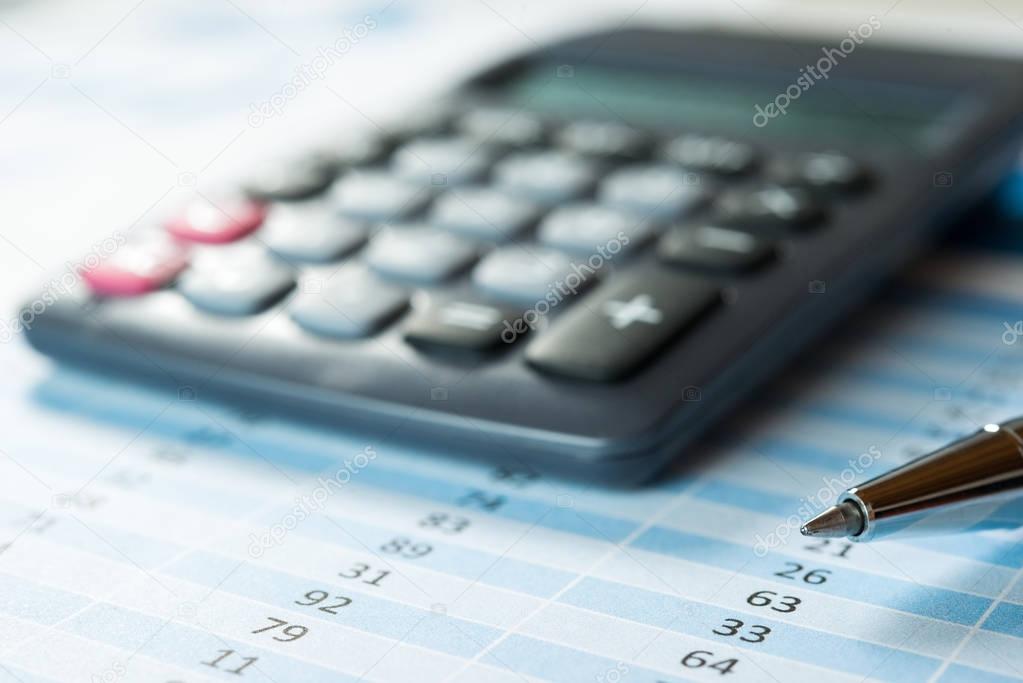 Financial documents and calculator