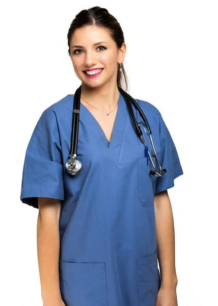Young cute nurse smiling Stock Picture