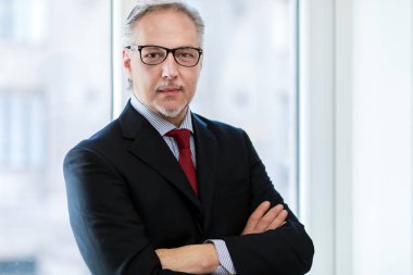 Çapraz kollu bir iş adamı 