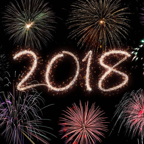 Fuegos artificiales de año nuevo 2018 —  Fotos de Stock