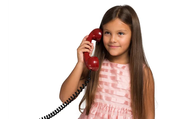 Το κοριτσάκι μιλάει στο τηλέφωνο. — Φωτογραφία Αρχείου