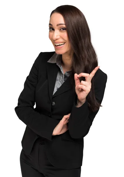 Retrato Empresaria Sonriendo Aislada Sobre Fondo Blanco — Foto de Stock