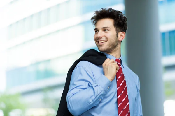 Young Businessman Smiling Outdoor — Stock Photo, Image