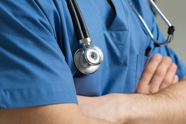 Detalle Médico Uniforme Azul —  Fotos de Stock