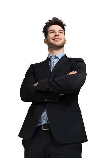 Lächeln Junger Geschäftsmann Porträt Isoliert Auf Weißem Hintergrund — Stockfoto