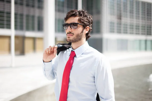 Successful Businessman Walking Outdoor Sunny Day — Stock Photo, Image