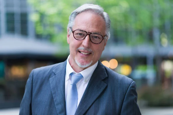 Confident Senior Businessman Front His Office — Stock Photo, Image