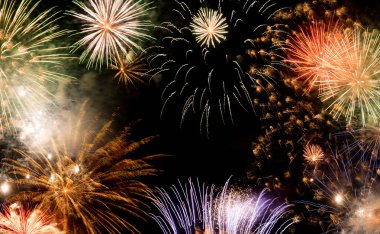 Yeni yıl havai fişekleri arka plan, yeni yıl dilekleri konsepti