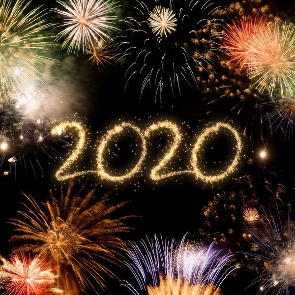 2020 Újévi Tűzijáték Háttér — Stock Fotó