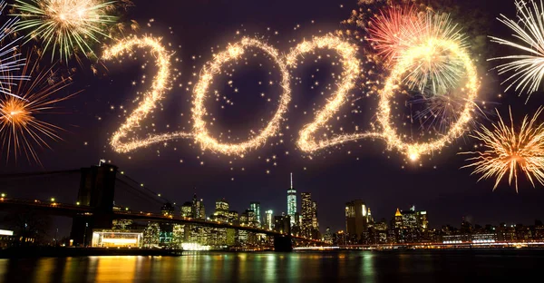 2020 Fuochi Artificio Capodanno New York — Foto Stock