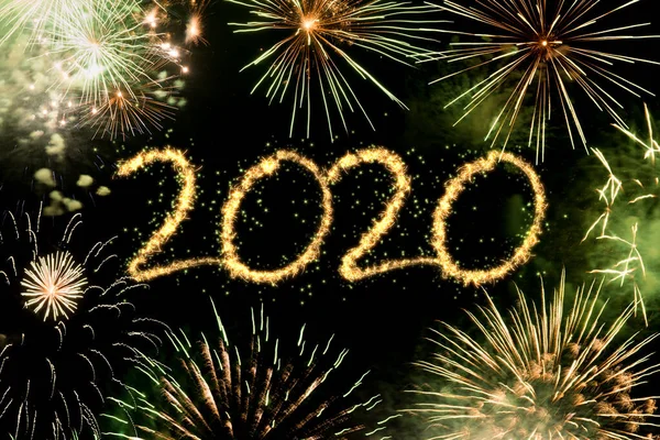 2020 Fundo Fogos Artifício Ano Novo — Fotografia de Stock