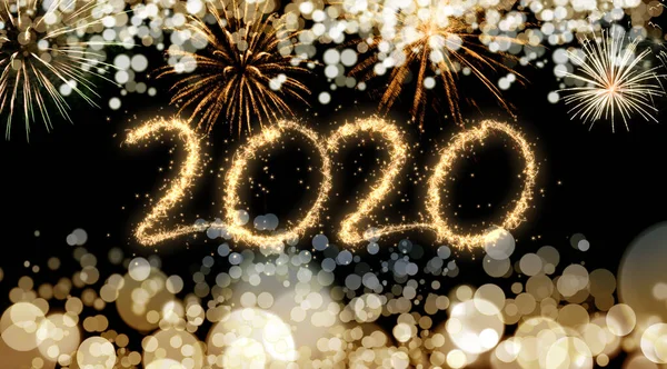 Fondo Fuegos Artificiales Año Nuevo 2020 —  Fotos de Stock