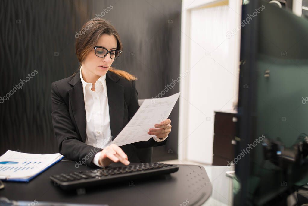 Businesswoman at work in her office