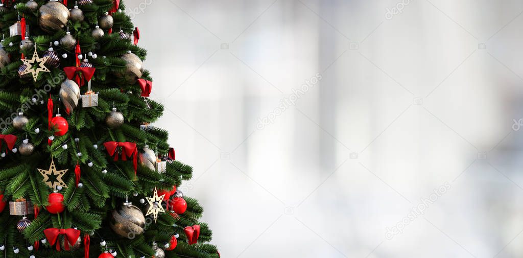 Christmas tree, bright white background