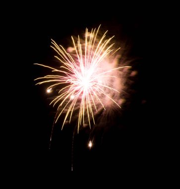 Gökyüzünde havai fişekler ve yeni yıl konsepti