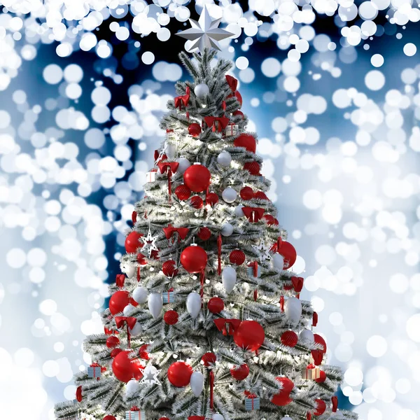 Χριστουγεννιάτικο Δέντρο Ένα Λαμπερό Φωτεινό Φόντο — Φωτογραφία Αρχείου