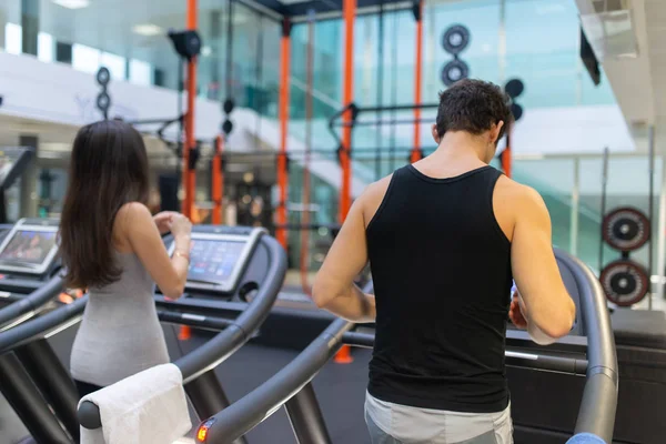 People Running Treadmill Gym Cardio Training Workout Concept — Stock Photo, Image