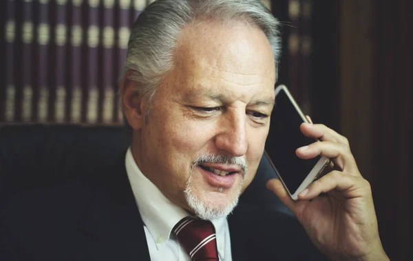 Cheerful Man Office Answering Phone — Stock Photo, Image